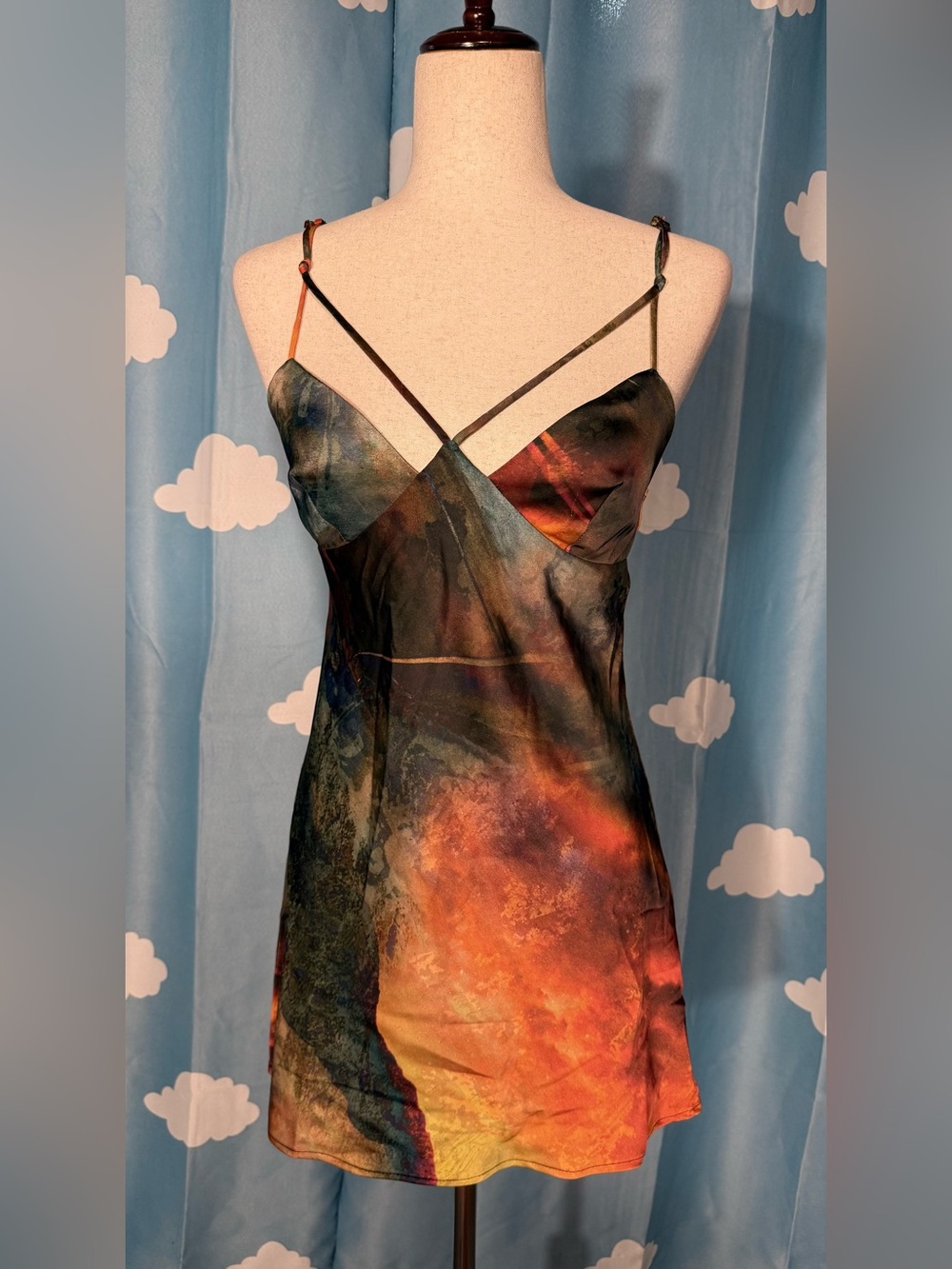 Urban outfitters Abstract Sunset Print Slip Dress - spaghetti straps. S
